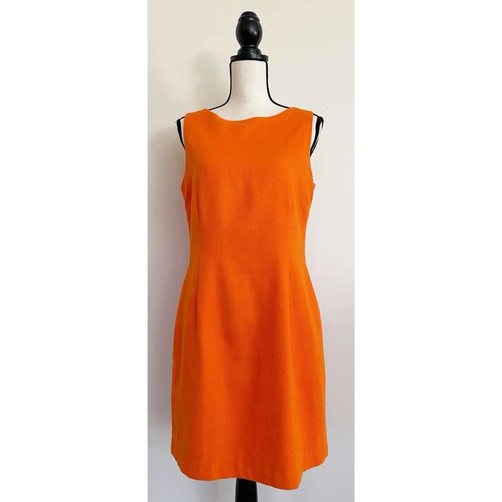Vintage 90s does 60s Orange Woven Mod Shift Dress